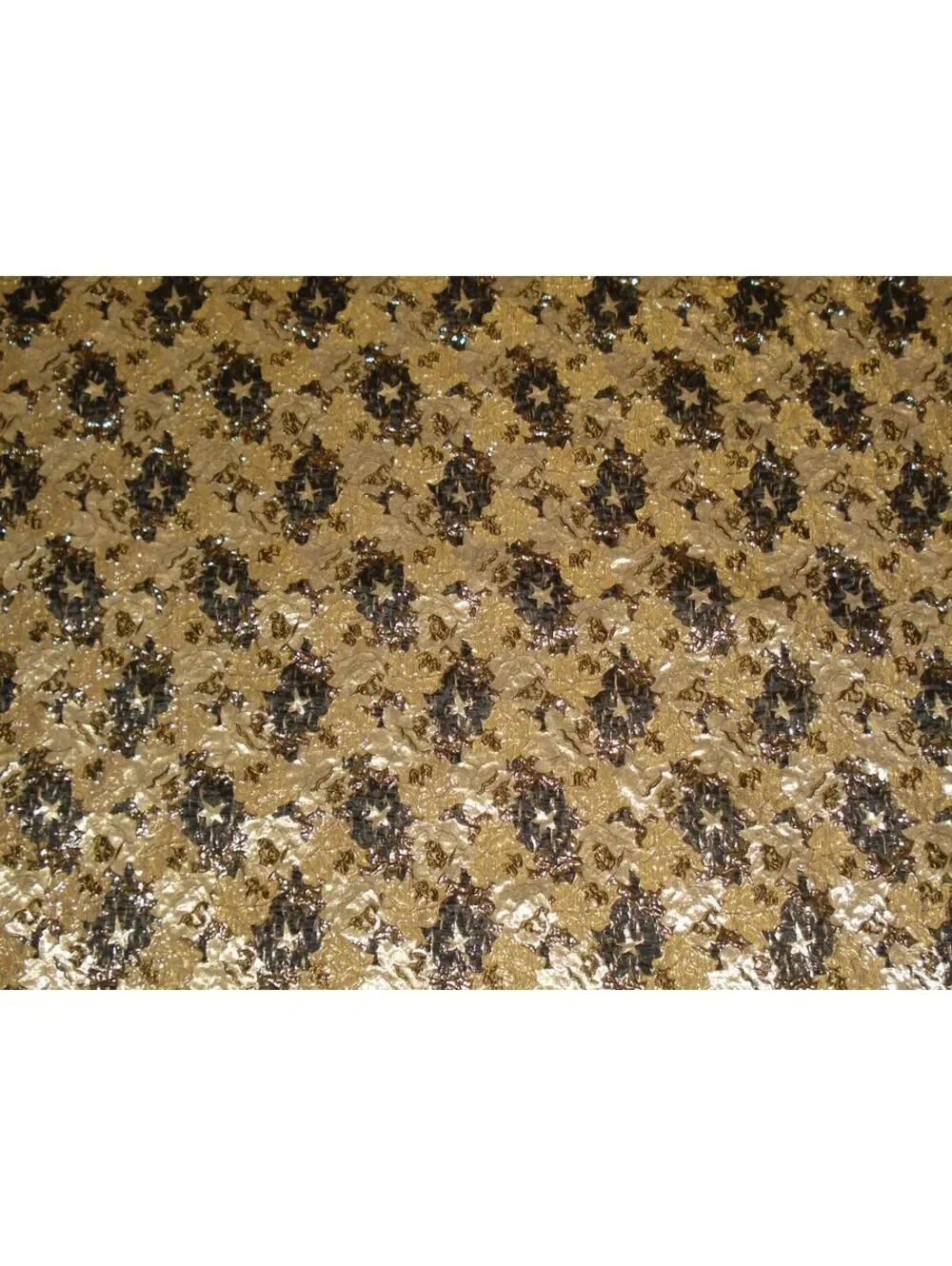 Over 5 Yards of Vintage Gold & Black Metallic Floral Print Brocade Lame Organza